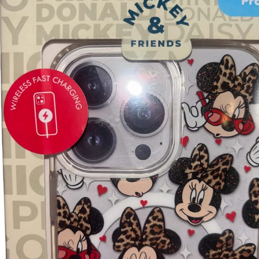 Disney Phone Case iPhone 15 Pro Max Minnie Mouse Leopard MagSafe Fast Charging